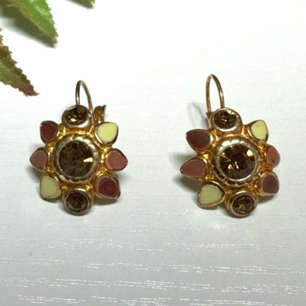 Gold Flower Hoop Earrings